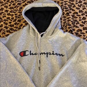 Champion Light Gray Hoodie with Logo